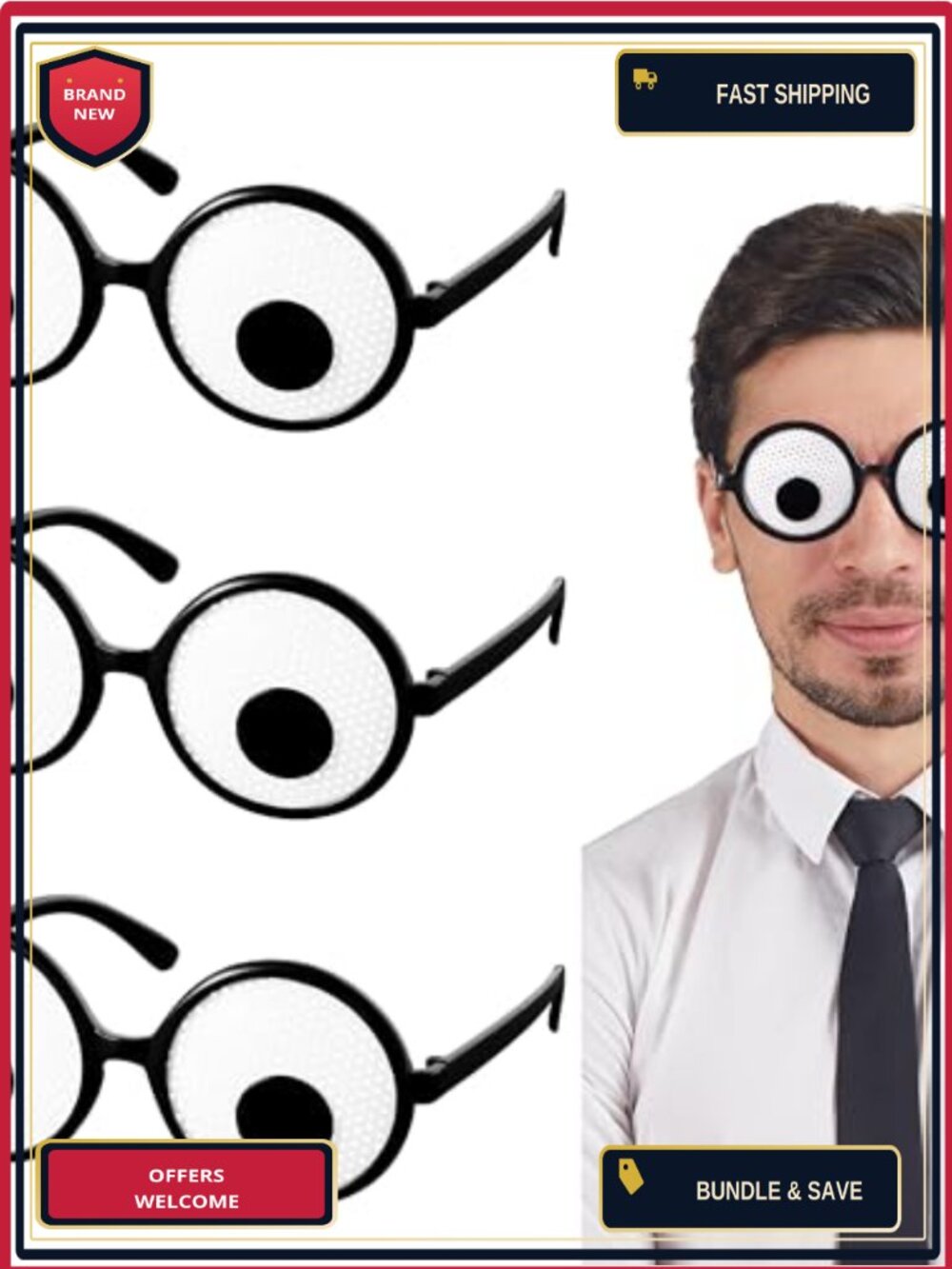 Halloween Eyeball Glasses 3 Pack Funny Costume Accessories Wiggly Eyes